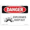 Signmission Safety Sign, OSHA Danger, 18" Height, 24" Width, Explosives Keep Out, Landscape, D-1824-L-1215 OS-DS-D-1824-L-1215 - alternate 1